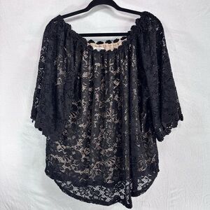 Umgee Whimsygoth Flutter sleeve Black Lace blouse Women’s 2X